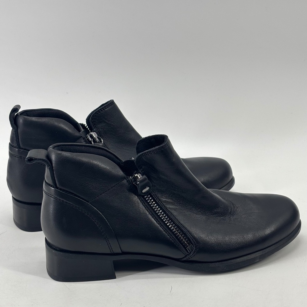 Munro Ankle Boots Women 6.5 Black Leather Dual Zip Low Heel M612681 Booties